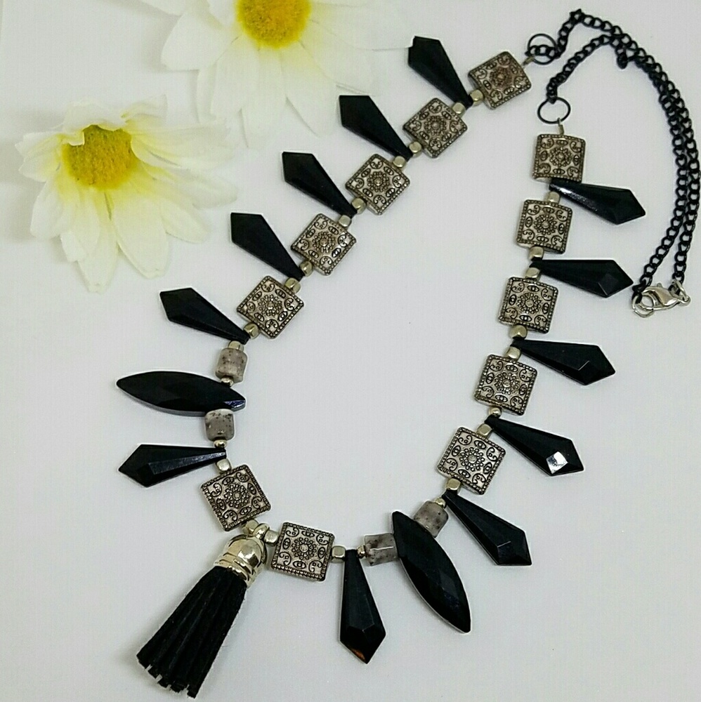 Silver and Black Necklace